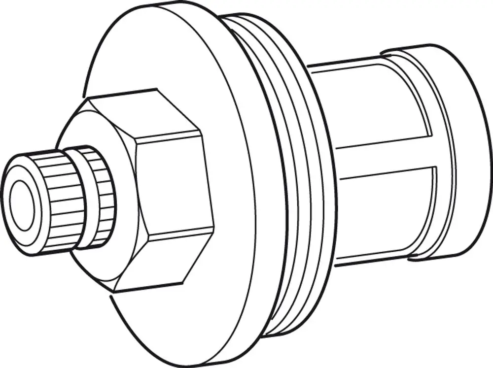 Halterung für eine Kopfbrause von Ideal Standard, dargestellt als technische Zeichnung mit Rundkörper und Anschlussgewinde.